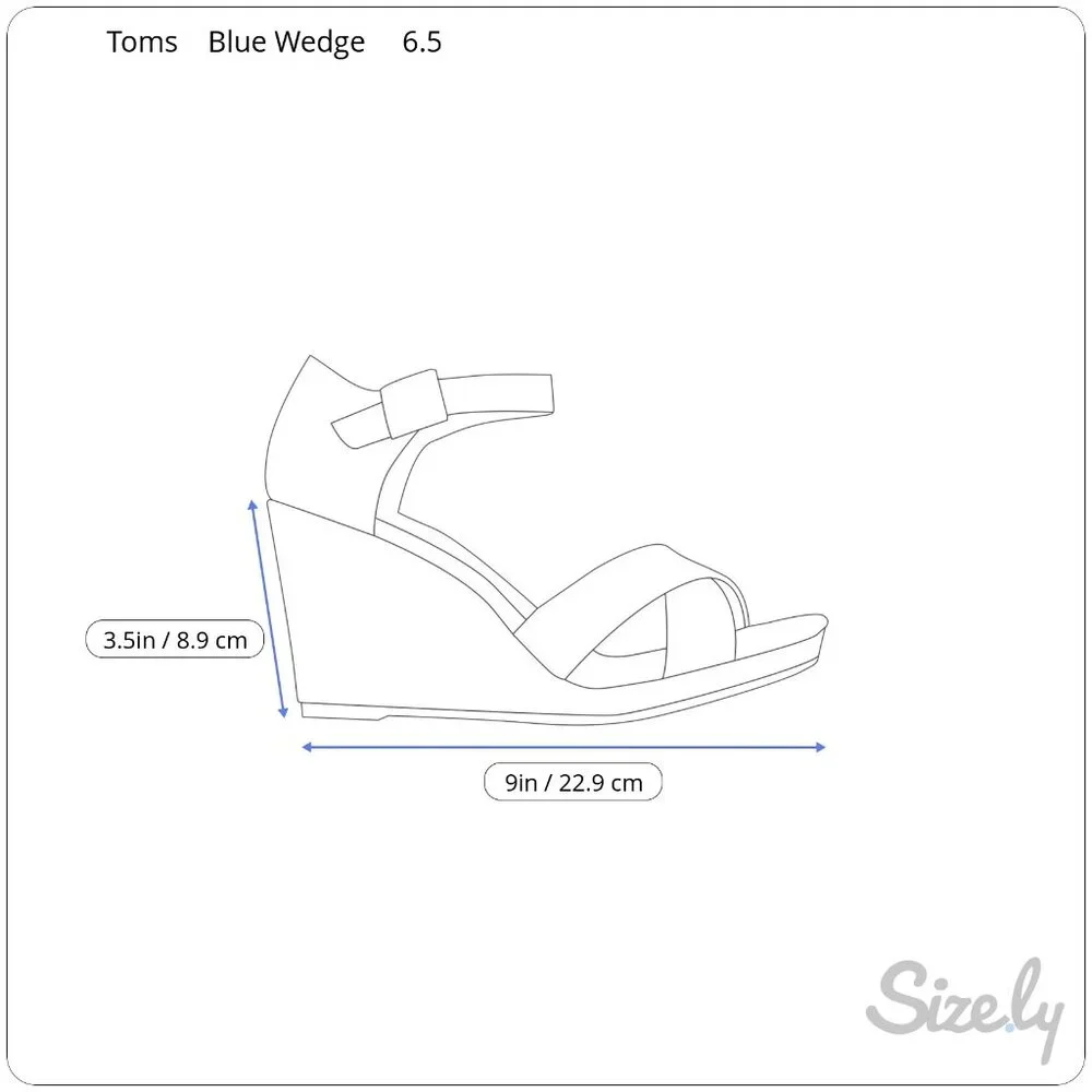 TOMS‎ Women's Denim Blue Raffia Wedge Sandals, Size 6.5